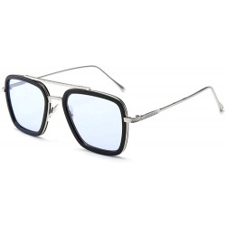 Square Sunglasses sunglasses Europe and the United States square men's flat mirror sunglasses sunglasses - C718X3WU2O4 $26.03