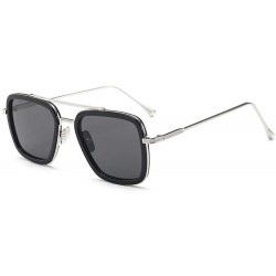 Square Sunglasses sunglasses Europe and the United States square men's flat mirror sunglasses sunglasses - C718X3WU2O4 $26.03