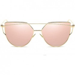 Oversized Sunglasses Women Luxury Cat eye Brand Design Mirror Flat Rose Gold Vintage Cateye sun glasses lady Eyewear - A7 - C...