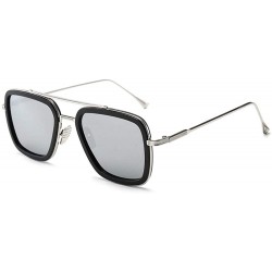 Square Sunglasses sunglasses Europe and the United States square men's flat mirror sunglasses sunglasses - C718X3WU2O4 $26.03