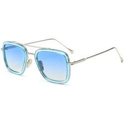 Square Sunglasses sunglasses Europe and the United States square men's flat mirror sunglasses sunglasses - C718X3WU2O4 $26.03