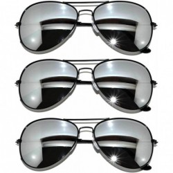 Aviator Set of 3 Pack Aviator Style Sunglasses Colored Metal Frame Mirror Lens Smoke Lens - C317YRMWQG4 $22.15