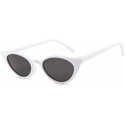 Oval Vintage Cat Eye Sunglasses Women Small Oval Sun Glasses Ladies BLACK As Picture - White - CK18XDWXESZ $17.78