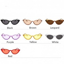 Oval Vintage Cat Eye Sunglasses Women Small Oval Sun Glasses Ladies BLACK As Picture - White - CK18XDWXESZ $11.14
