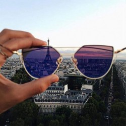 Oversized Sunglasses Women Luxury Cat eye Brand Design Mirror Flat Rose Gold Vintage Cateye sun glasses lady Eyewear - A7 - C...