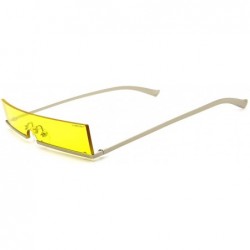 Rectangular Fashion Rectangular Sunglasses for Men and Women UV 400 Protection - Silver Frame Yellow Lens - CD18R96ZX7W $18.76