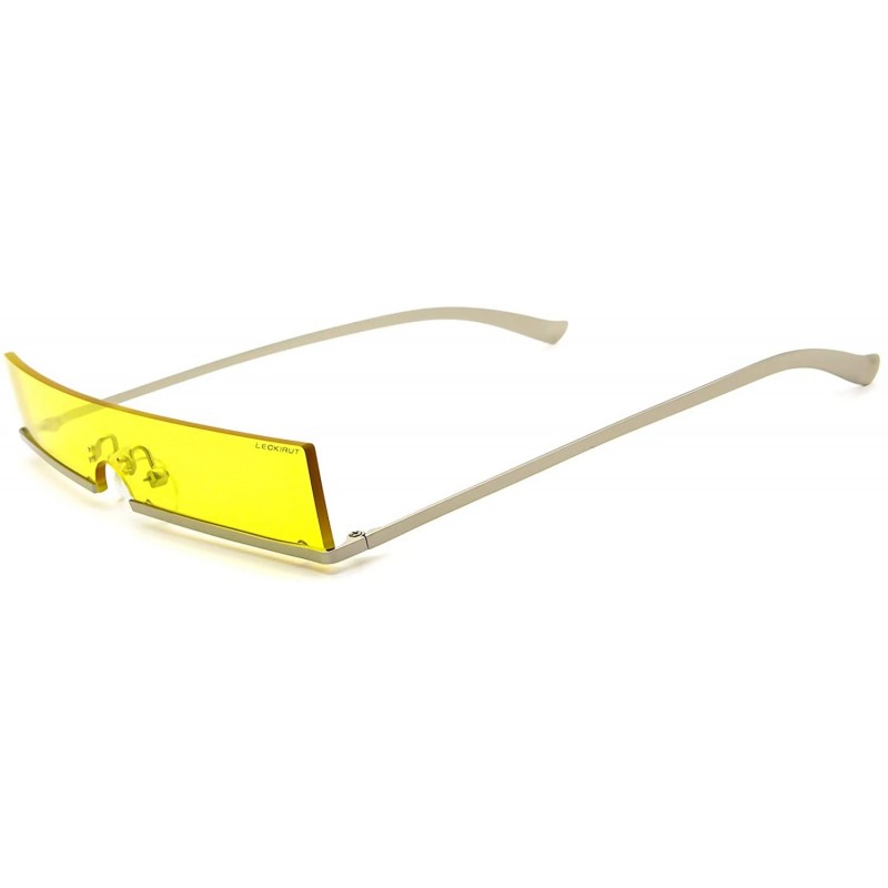 Rectangular Fashion Rectangular Sunglasses for Men and Women UV 400 Protection - Silver Frame Yellow Lens - CD18R96ZX7W $10.79
