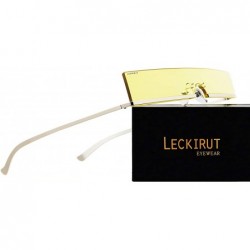 Rectangular Fashion Rectangular Sunglasses for Men and Women UV 400 Protection - Silver Frame Yellow Lens - CD18R96ZX7W $10.79