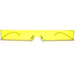 Rectangular Fashion Rectangular Sunglasses for Men and Women UV 400 Protection - Silver Frame Yellow Lens - CD18R96ZX7W $10.79