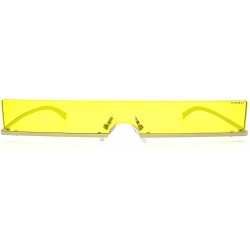 Rectangular Fashion Rectangular Sunglasses for Men and Women UV 400 Protection - Silver Frame Yellow Lens - CD18R96ZX7W $10.79