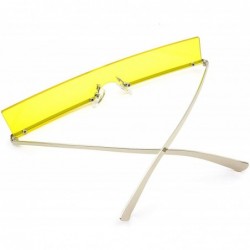 Rectangular Fashion Rectangular Sunglasses for Men and Women UV 400 Protection - Silver Frame Yellow Lens - CD18R96ZX7W $10.79