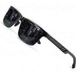 Rectangular Polarized Sunglasses Men Lightweight Outdoors - A Black/Black - C218Q3SHHIT $29.35