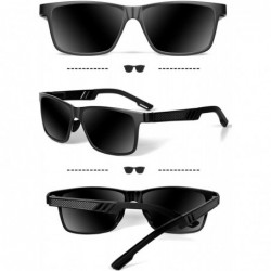 Rectangular Polarized Sunglasses Men Lightweight Outdoors - A Black/Black - C218Q3SHHIT $11.97