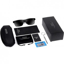 Rectangular Polarized Sunglasses Men Lightweight Outdoors - A Black/Black - C218Q3SHHIT $11.97