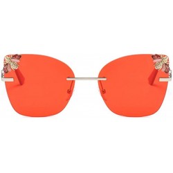 Semi-rimless Bee Rimless Sunglasses Men Women Square Shades Sun Glasses - C4 Red - CS18Y393O45 $41.92