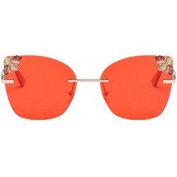 Semi-rimless Bee Rimless Sunglasses Men Women Square Shades Sun Glasses - C4 Red - CS18Y393O45 $17.97