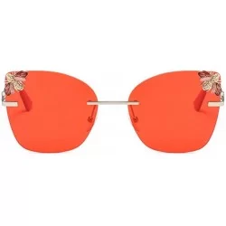 Semi-rimless Bee Rimless Sunglasses Men Women Square Shades Sun Glasses - C4 Red - CS18Y393O45 $17.97