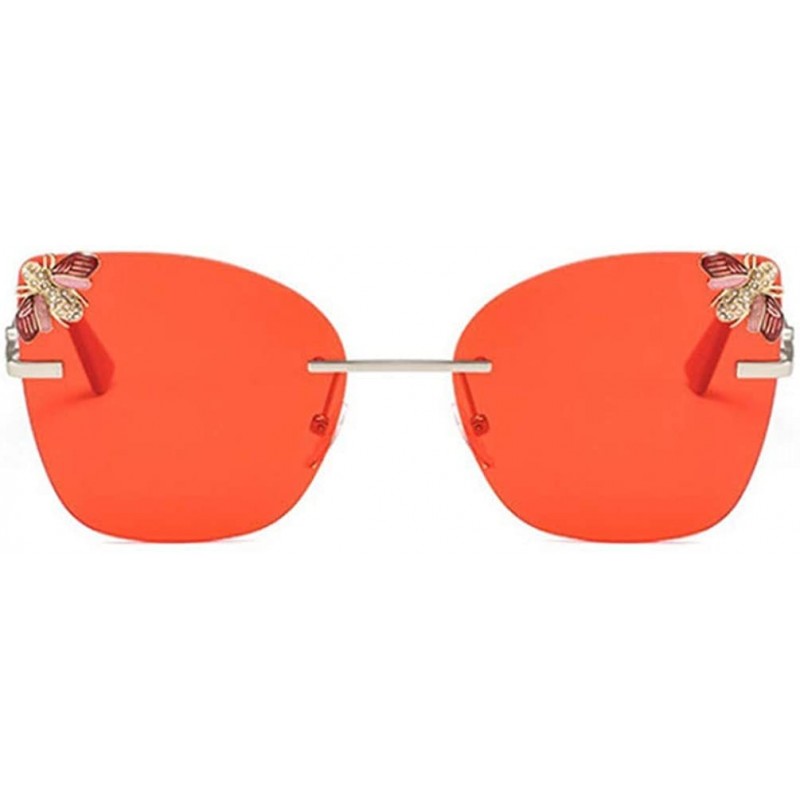 Semi-rimless Bee Rimless Sunglasses Men Women Square Shades Sun Glasses - C4 Red - CS18Y393O45 $17.97