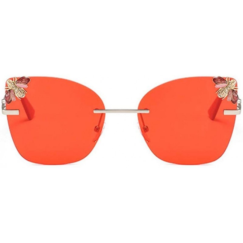 Semi-rimless Bee Rimless Sunglasses Men Women Square Shades Sun Glasses - C4 Red - CS18Y393O45 $17.97