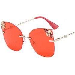 Semi-rimless Bee Rimless Sunglasses Men Women Square Shades Sun Glasses - C4 Red - CS18Y393O45 $17.97