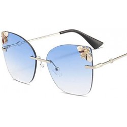 Semi-rimless Bee Rimless Sunglasses Men Women Square Shades Sun Glasses - C4 Red - CS18Y393O45 $17.97