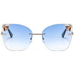 Semi-rimless Bee Rimless Sunglasses Men Women Square Shades Sun Glasses - C4 Red - CS18Y393O45 $17.97