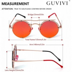 Round Retro Round Sunglasses Frame Fashion Mirrored Driving Steampunk Rivet Style UV400 - Red-rose Gold - CI196ELHHIZ $7.71