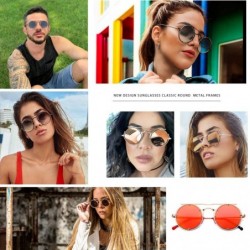 Round Retro Round Sunglasses Frame Fashion Mirrored Driving Steampunk Rivet Style UV400 - Red-rose Gold - CI196ELHHIZ $7.71