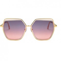 Oversized Vintage style Irregular Sunglasses for Men or Women metal PC UV400 Sunglasses - Pink a - C418T2UX4MN $25.64