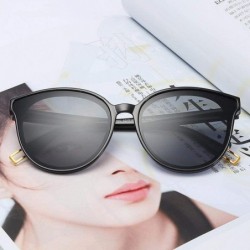 Aviator Luxury Vintage Round Sunglasses Women Brand Designer 2019 Cat Eye Leopard - Black - CT18Y4SI76T $8.68