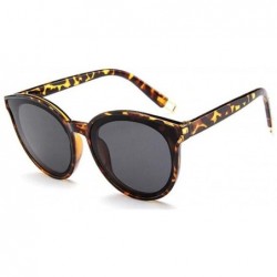 Aviator Luxury Vintage Round Sunglasses Women Brand Designer 2019 Cat Eye Leopard - Black - CT18Y4SI76T $8.68