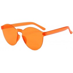 Rectangular Women Men Fashion Clear Resin Retro Funk Sunglasses Outdoor Frameless Eyewear Glasses (Orange) - Orange - CC195NK...