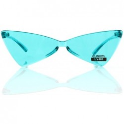 Rimless Triangle Rimless Sunglasses One Piece Colored Transparent Sunglasses For Women and Men - Lake Blue - CO18LAQCO6K $8.28