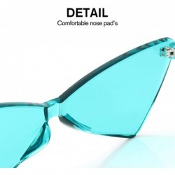 Rimless Triangle Rimless Sunglasses One Piece Colored Transparent Sunglasses For Women and Men - Lake Blue - CO18LAQCO6K $8.28