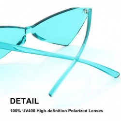 Rimless Triangle Rimless Sunglasses One Piece Colored Transparent Sunglasses For Women and Men - Lake Blue - CO18LAQCO6K $8.28