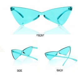 Rimless Triangle Rimless Sunglasses One Piece Colored Transparent Sunglasses For Women and Men - Lake Blue - CO18LAQCO6K $8.28